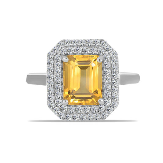 Strieborný Prsteň s Uralským Citrínom a Bielym Topásom