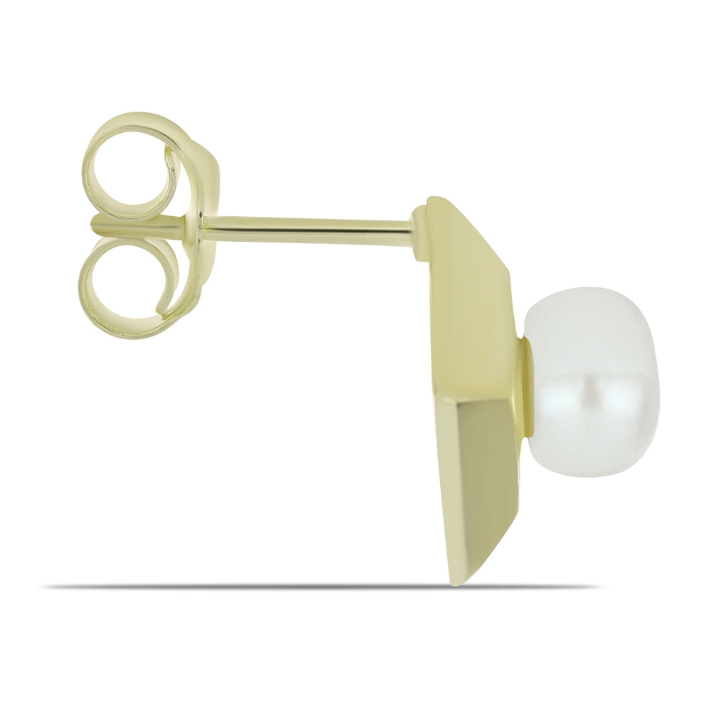 Pozlátené Strieborné Náušnice s Bielou Sladkovodnou Perlou 2 