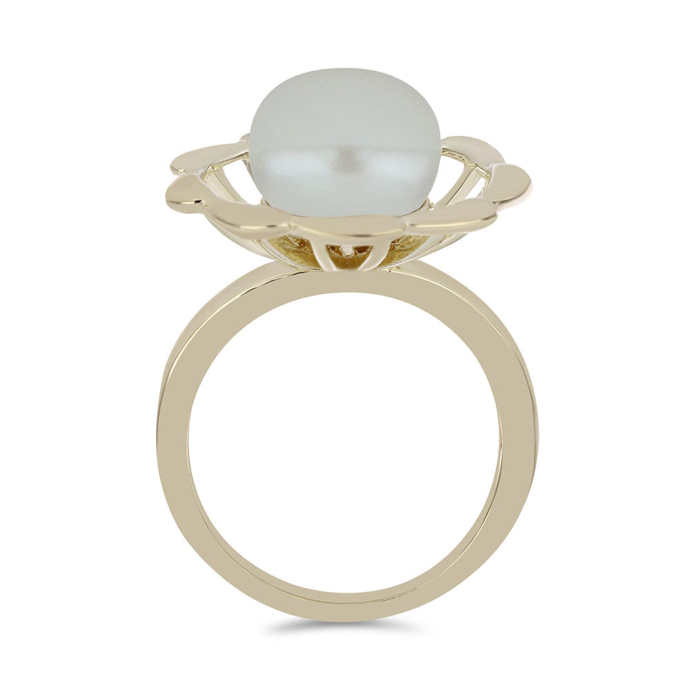 Pozlátený Strieborný Prsteň s Bielou Sladkovodnou Perlou 2 
