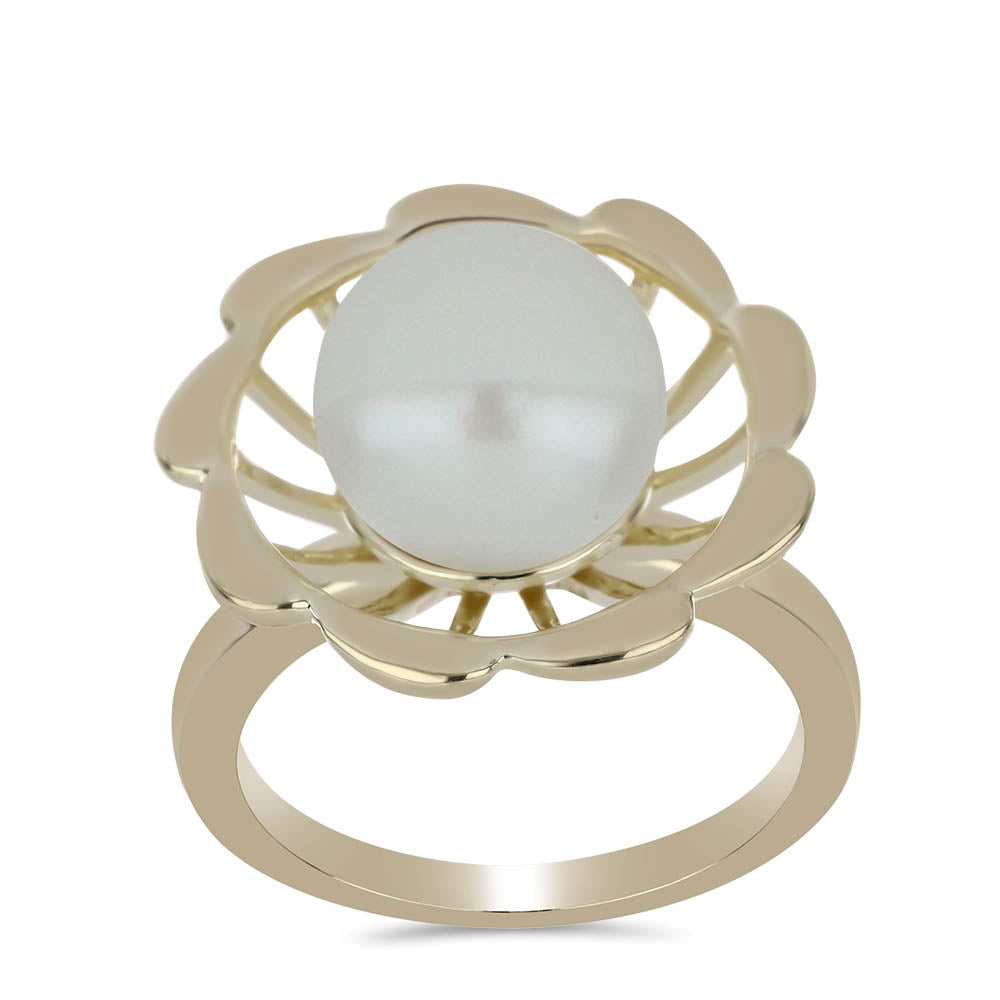 Pozlátený Strieborný Prsteň s Bielou Sladkovodnou Perlou 3 