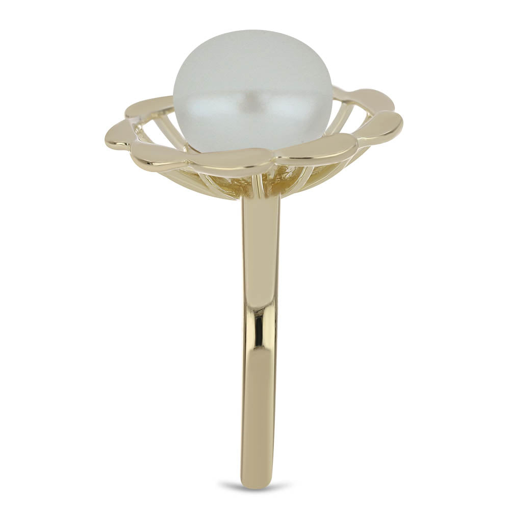 Pozlátený Strieborný Prsteň s Bielou Sladkovodnou Perlou 4 