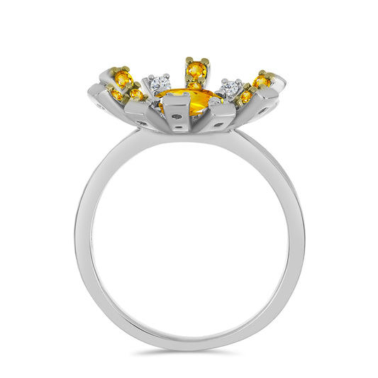 Strieborný Prsteň s Uralským Citrínom