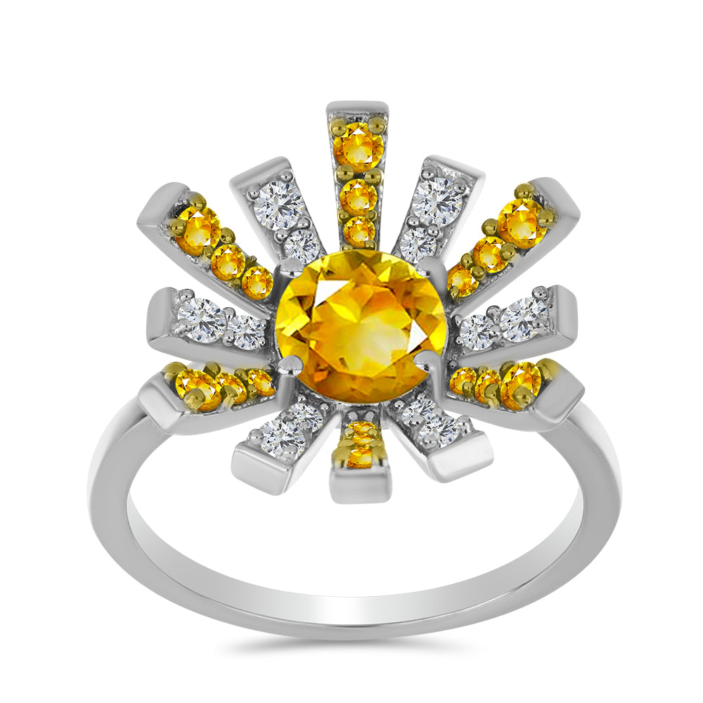 Strieborný Prsteň s Uralským Citrínom