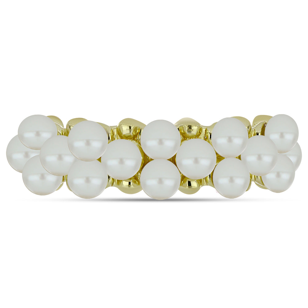 Pozlátený Strieborný Prsteň s Bielou Sladkovodnou Perlou