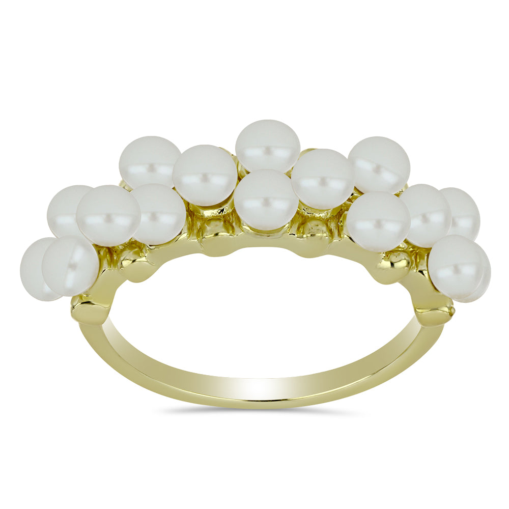 Pozlátený Strieborný Prsteň s Bielou Sladkovodnou Perlou 3 