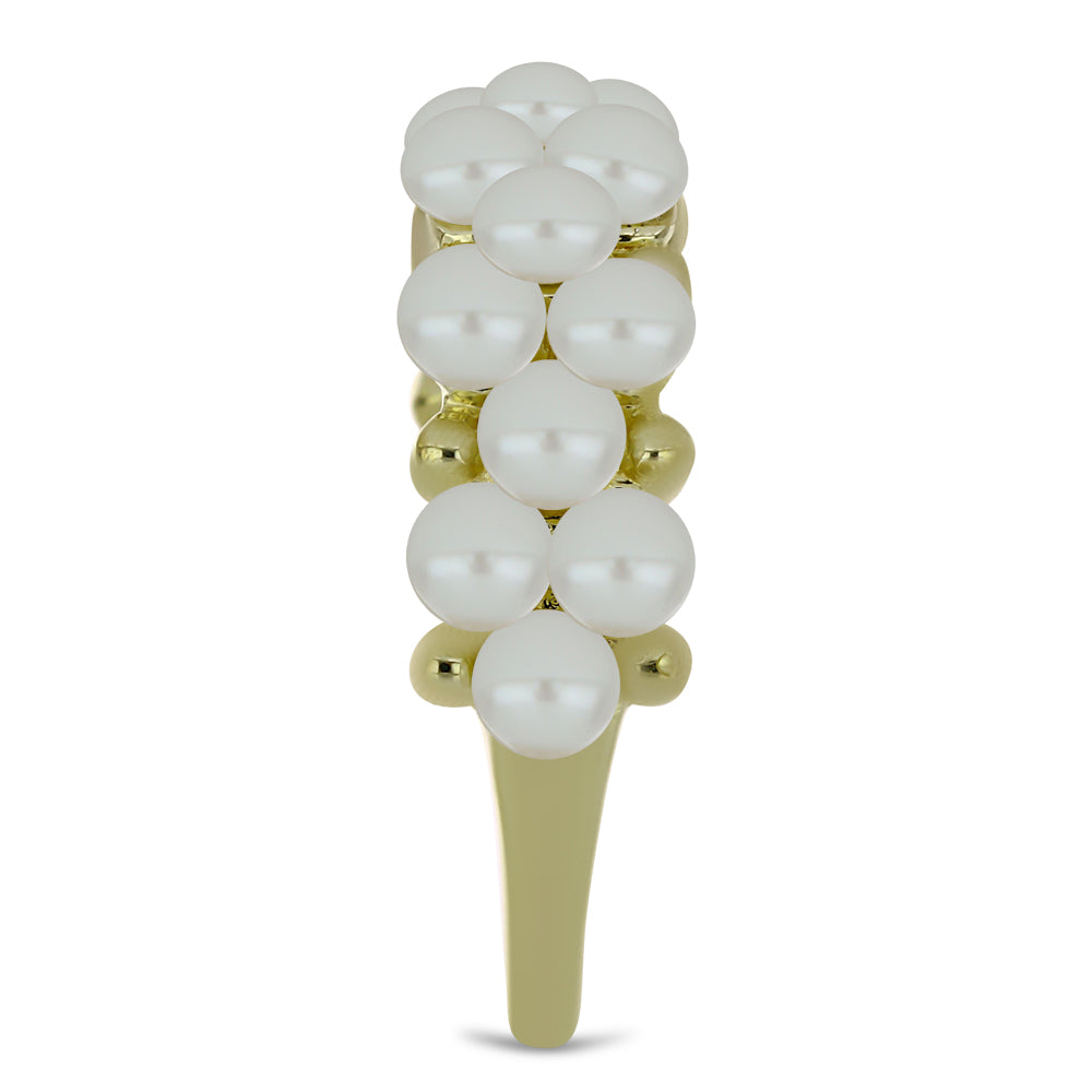 Pozlátený Strieborný Prsteň s Bielou Sladkovodnou Perlou 4 