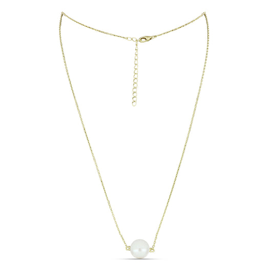 Pozlátený Strieborný Náhrdelník s Bielou Sladkovodnou Perlou