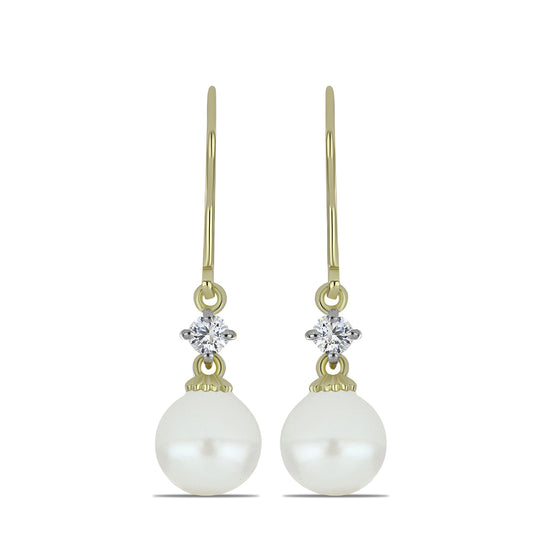Pozlátené Strieborné Náušnice s Bielou Sladkovodnou Perlou a Bielym Topásom