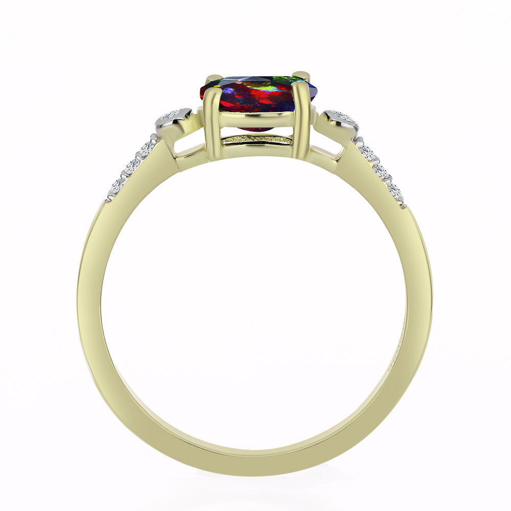 Pozlátený Strieborný Prsteň s Polnočne Čiernym Etiópskym Opálom z Lega Dembi a Bielym Topásom 2 