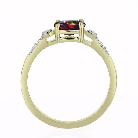 Pozlátený Strieborný Prsteň s Polnočne Čiernym Etiópskym Opálom z Lega Dembi a Bielym Topásom