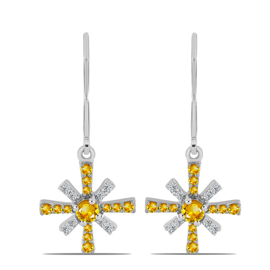 Strieborné Náušnice s Uralským Citrínom a Bielym Topásom