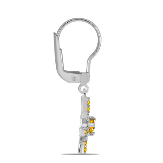 Strieborné Náušnice s Uralským Citrínom a Bielym Topásom