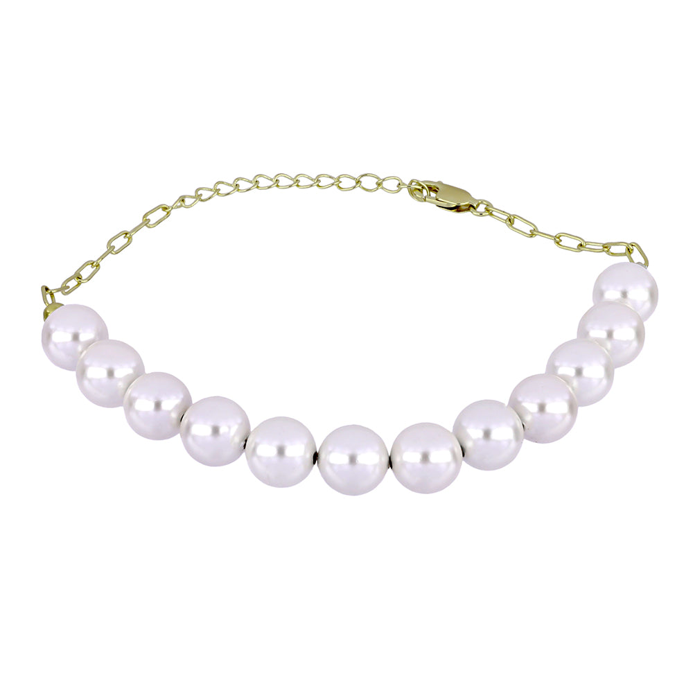 Pozlátený Strieborný Náramok s Bielou Sladkovodnou Perlou 1 