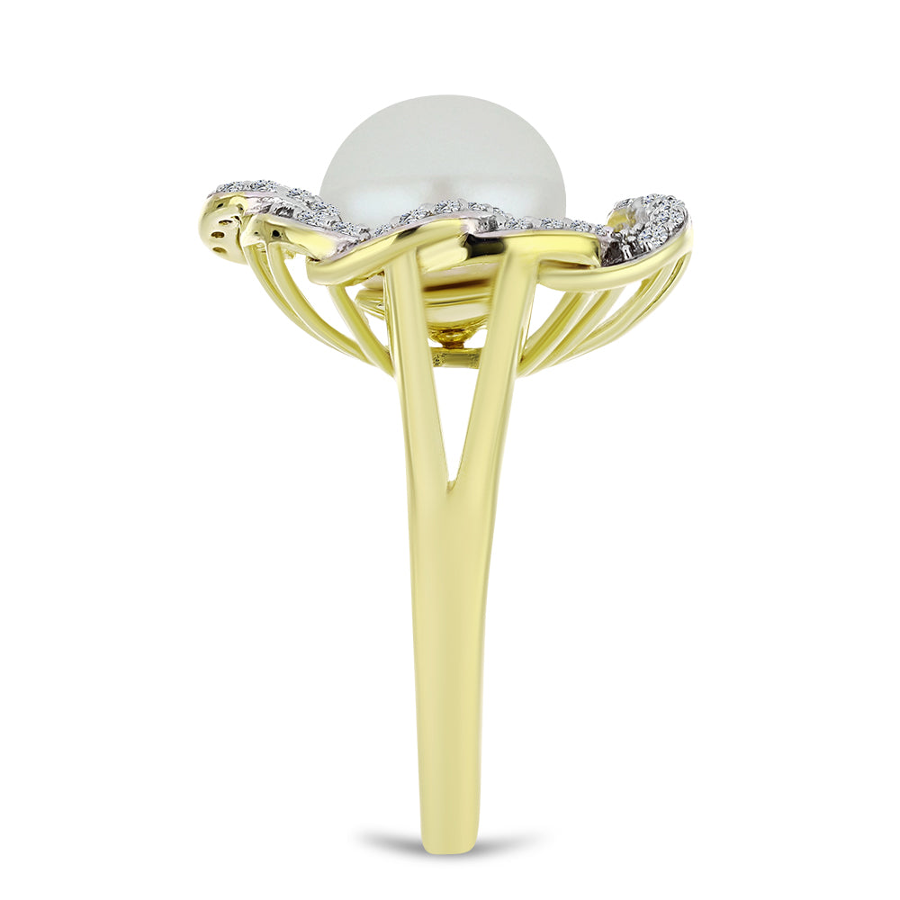 Pozlátený Strieborný Prsteň s Bielou Sladkovodnou Perlou a Bielym Topásom 4 