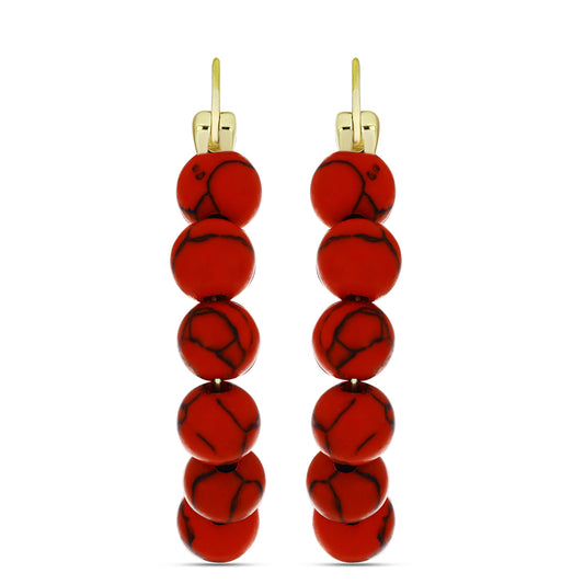 Pozlátené Strieborné Náušnice s Červeným Hubovitým Koralom