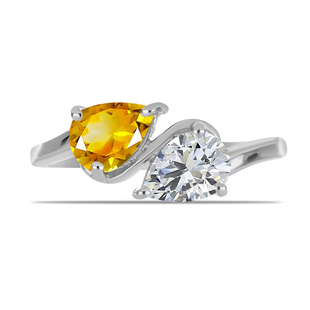 Strieborný Prsteň s Uralským Citrínom a Bielym Topásom 1 