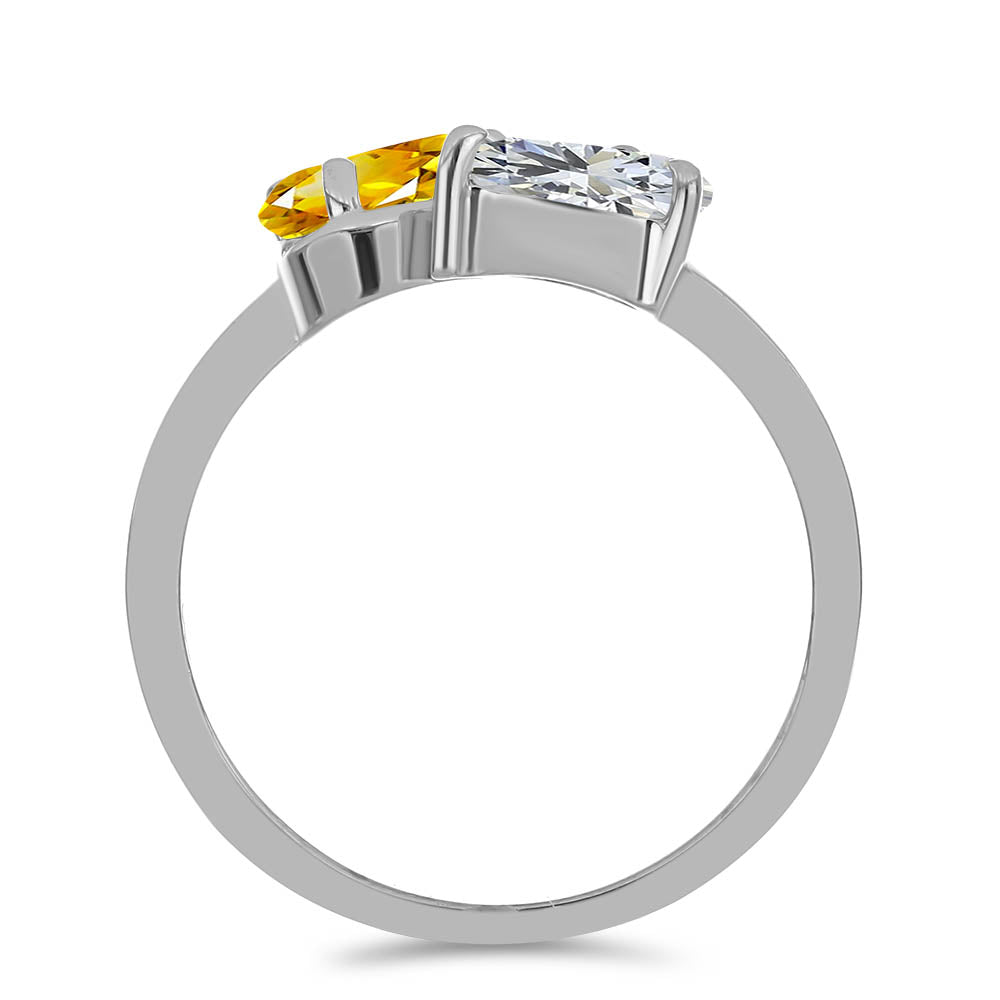 Strieborný Prsteň s Uralským Citrínom a Bielym Topásom 2 