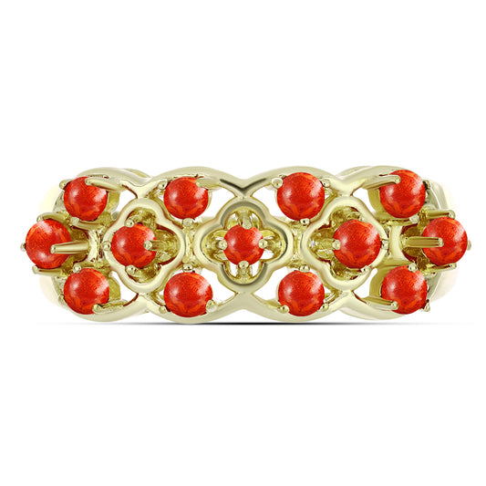 Pozlátený Strieborný Prsteň s Červeným Hubovitým Koralom