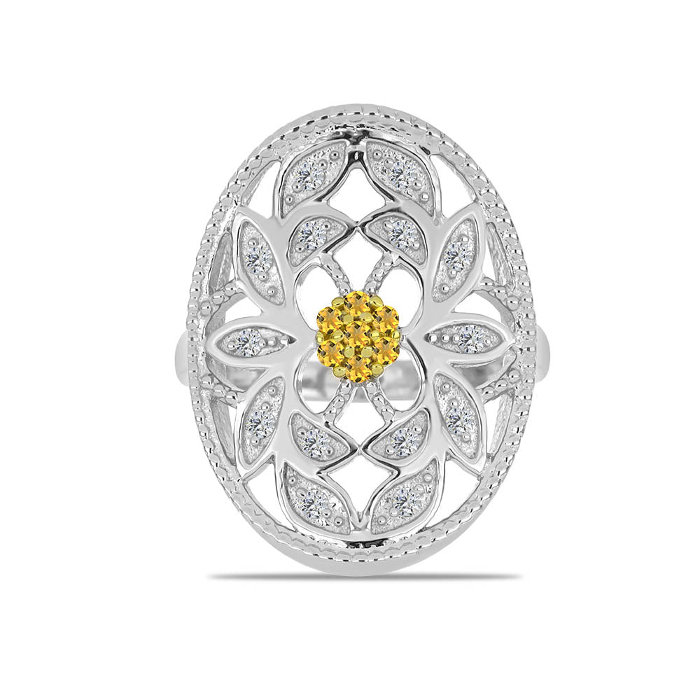 Strieborný Prsteň s Uralským Citrínom a Bielym Topásom 1 