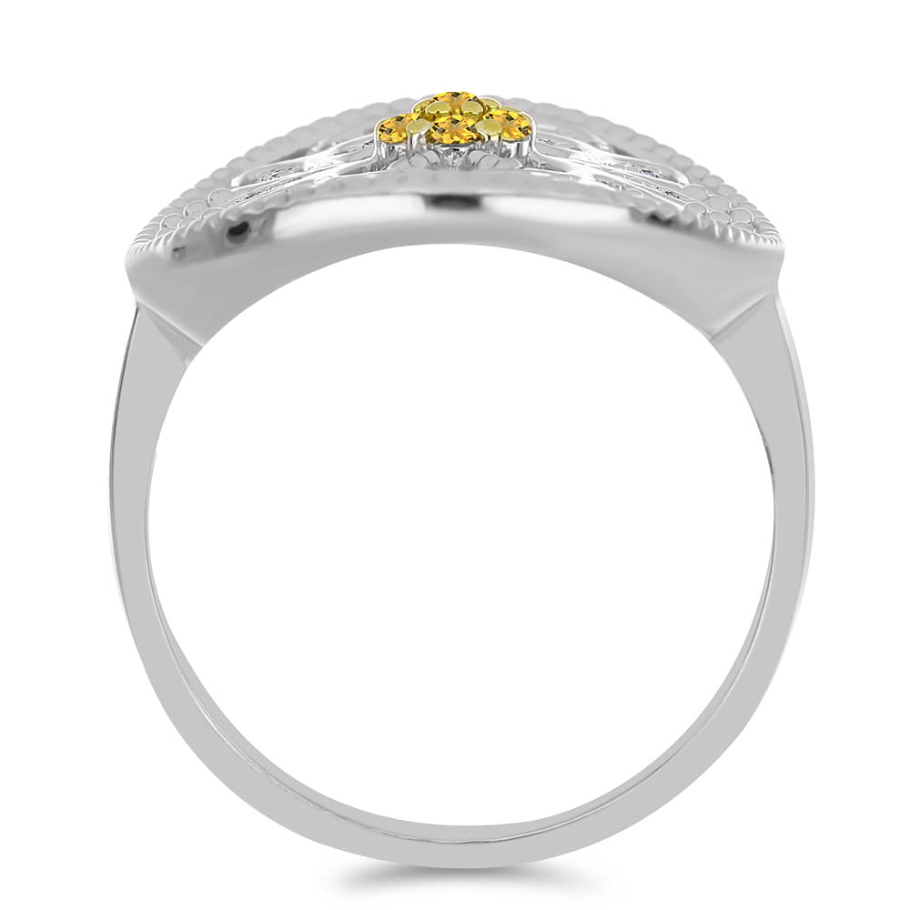 Strieborný Prsteň s Uralským Citrínom a Bielym Topásom