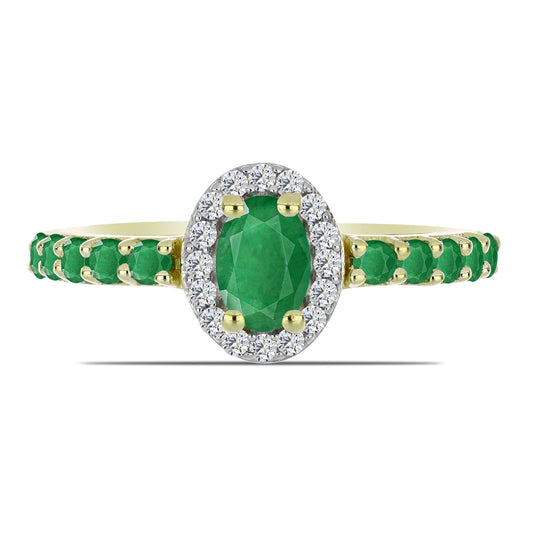 Pozlátený Strieborný Prsteň s so Zambijským Smaragdom a Bielym Topásom