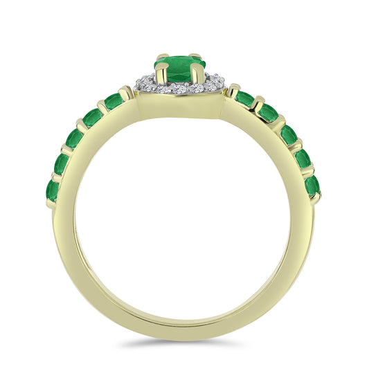 Pozlátený Strieborný Prsteň s so Zambijským Smaragdom a Bielym Topásom