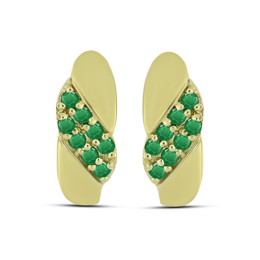 Pozlátené Strieborné Náušnice s so Zambijským Smaragdom