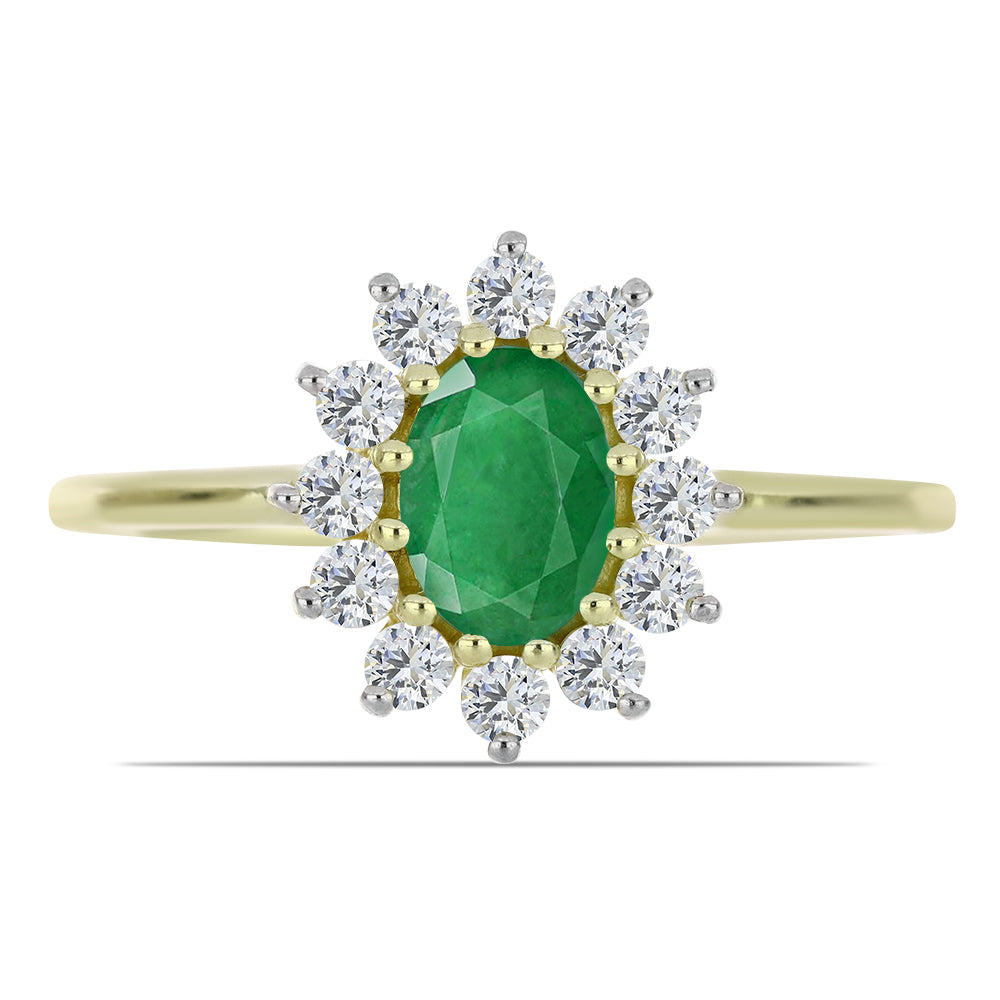 Pozlátený Strieborný Prsteň s so Zambijským Smaragdom a Bielym Topásom