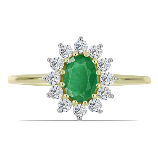 Pozlátený Strieborný Prsteň s so Zambijským Smaragdom a Bielym Topásom