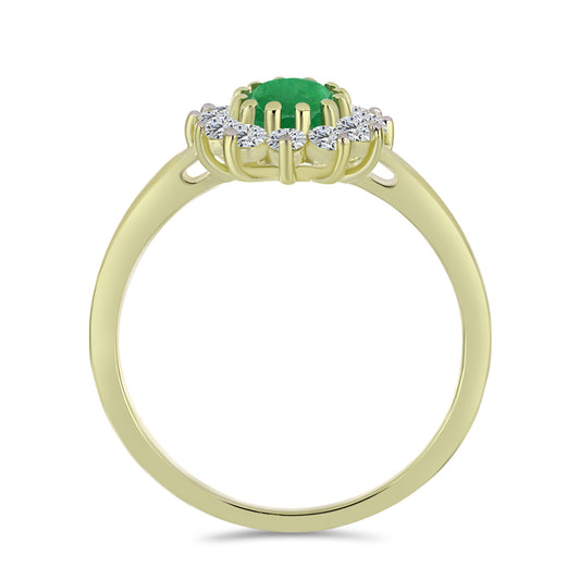 Pozlátený Strieborný Prsteň s so Zambijským Smaragdom a Bielym Topásom