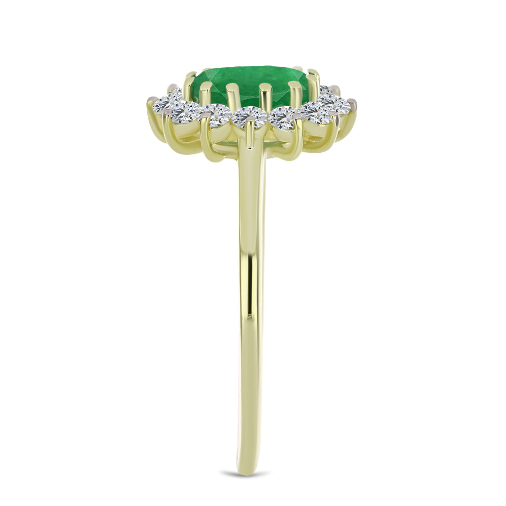 Pozlátený Strieborný Prsteň s so Zambijským Smaragdom a Bielym Topásom