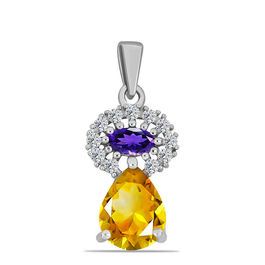 Strieborný Prívesok s Uralským Citrínom a Marockým Ametystom