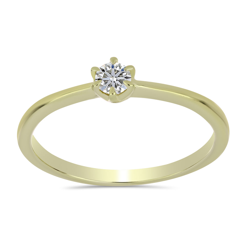 Pozlátený Strieborný Prsteň s Certifikovaný Diamantom pestovaný v laboratóriu