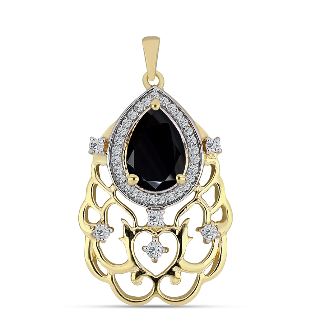 Pozlátený Strieborný Prívesok s Čiernym Ónyxom a Bielym Topásom 1 