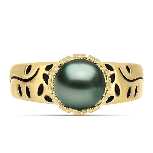 Pozlátený Strieborný Prsteň s so Sladkovodnou perlou v podobe Tahitskej zelenej ilúzie