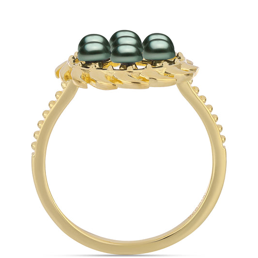 Pozlátený Strieborný Prsteň s so Sladkovodnou perlou v podobe Tahitskej zelenej ilúzie