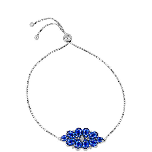 Strieborný Náramok s Austrálskym Modrým Zafírom a Bielym Topásom