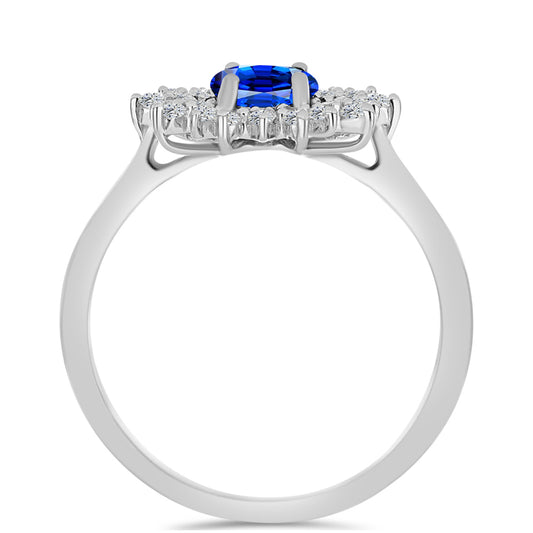 Strieborný Prsteň s Austrálskym Modrým Zafírom a Bielym Topásom