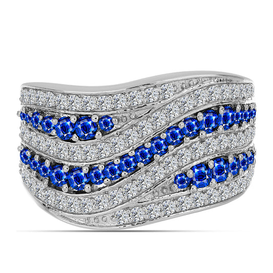 Strieborný Prsteň s Austrálskym Modrým Zafírom a Bielym Topásom