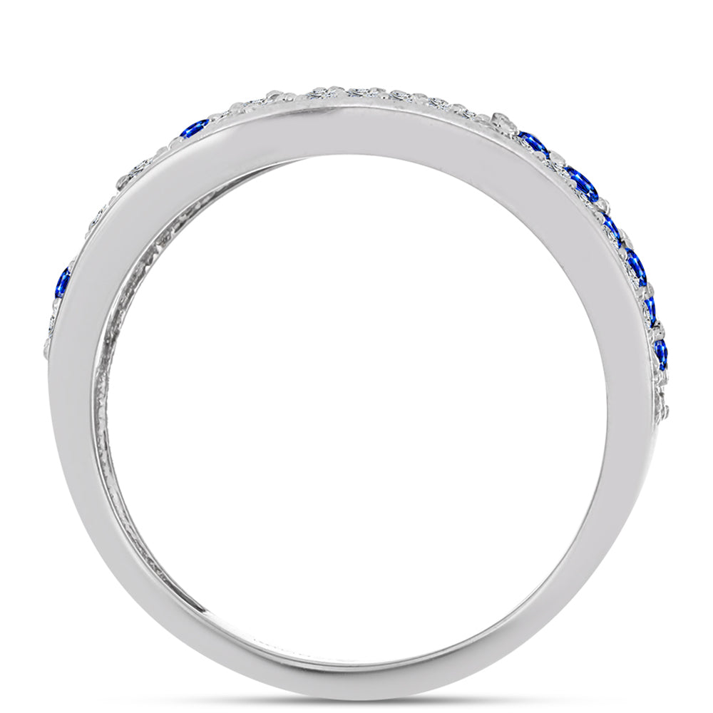 Strieborný Prsteň s Austrálskym Modrým Zafírom a Bielym Topásom