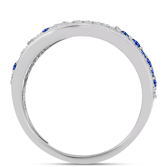 Strieborný Prsteň s Austrálskym Modrým Zafírom a Bielym Topásom