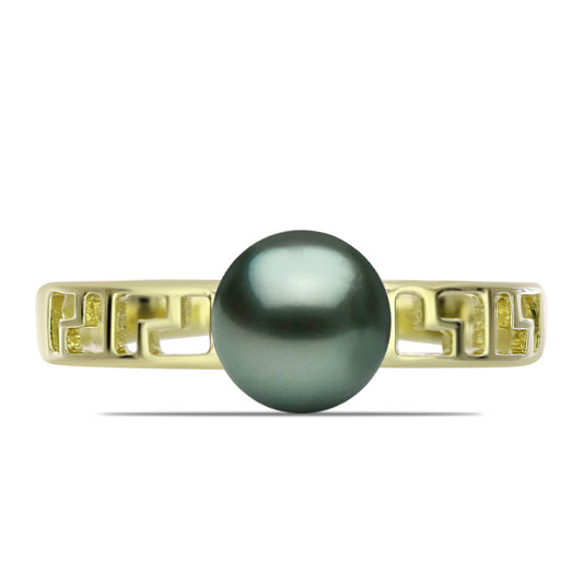Pozlátený Strieborný Prsteň s so Sladkovodnou perlou v podobe Tahitskej zelenej ilúzie