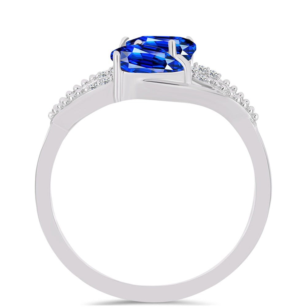 Strieborný Prsteň s Austrálskym Modrým Zafírom a Bielym Topásom 2 