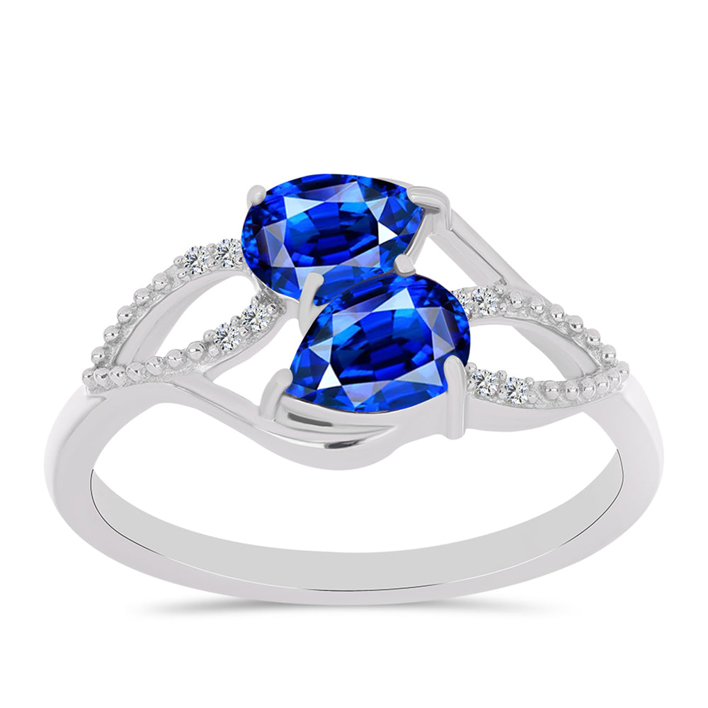 Strieborný Prsteň s Austrálskym Modrým Zafírom a Bielym Topásom