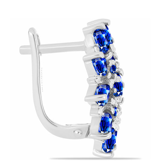 Strieborné Náušnice s Austrálskym Modrým Zafírom a Bielym Topásom