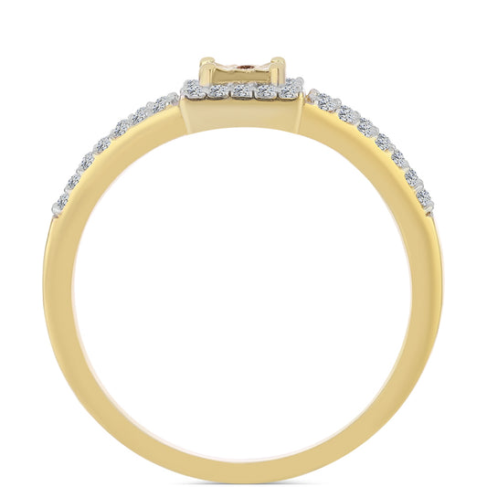 Pozlátený Strieborný Prsteň s Koňakovým Diamantom a Bielym Topásom