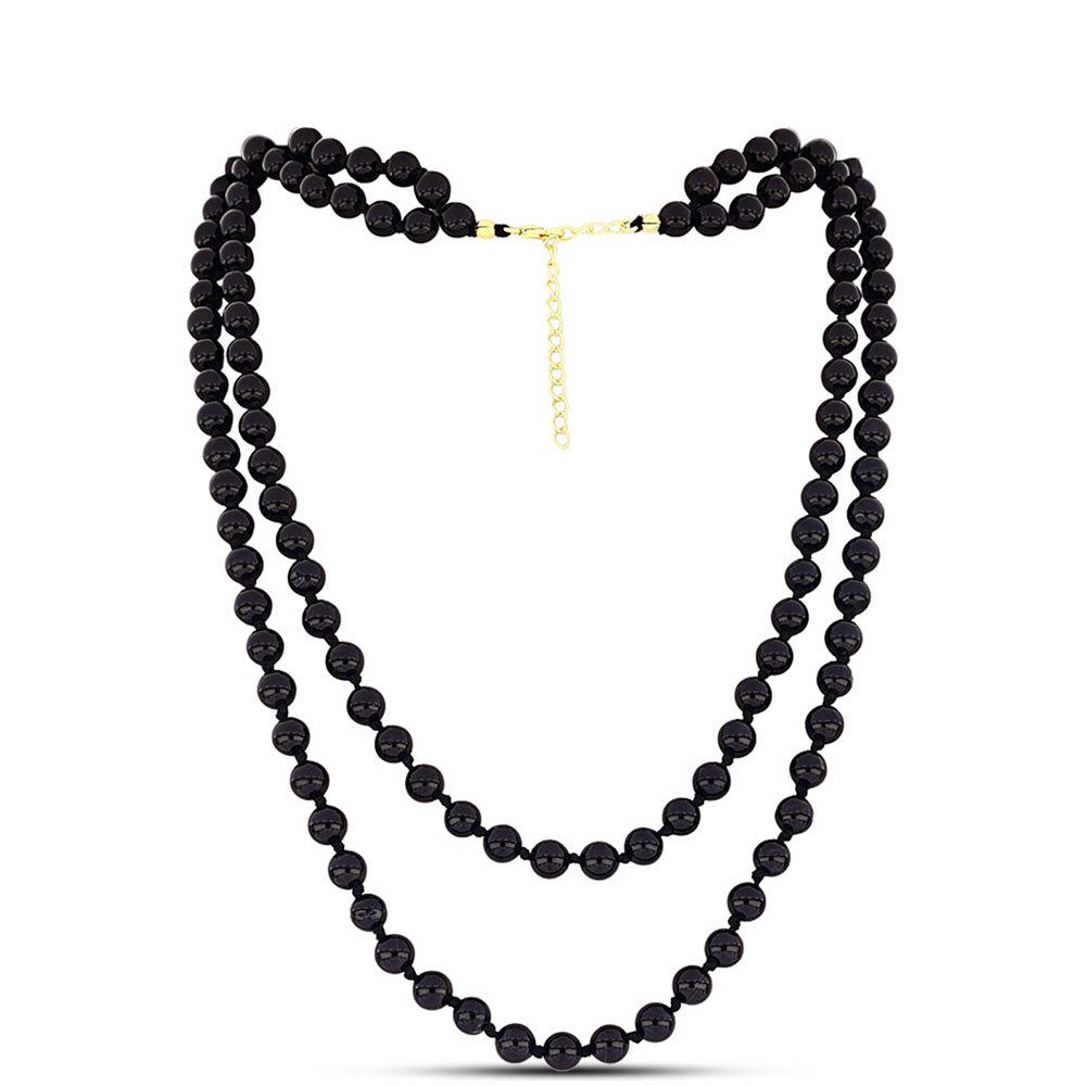 Pozlátený Strieborný Náhrdelník s Čiernym Ónyxom 1 