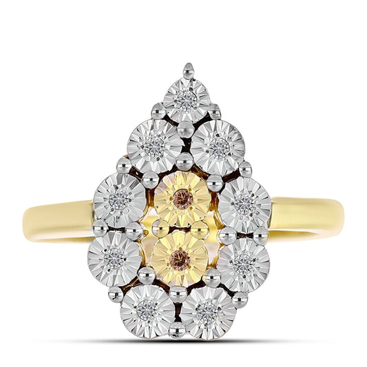 Pozlátený Strieborný Prsteň s Koňakovým Diamantom a Bielym Topásom