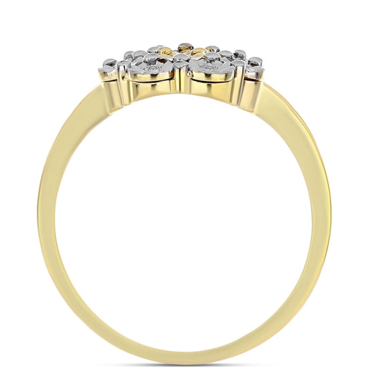 Pozlátený Strieborný Prsteň s Koňakovým Diamantom a Bielym Topásom