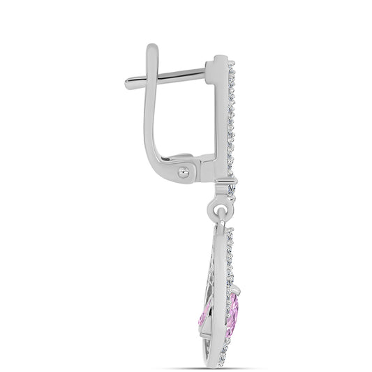 Strieborné Náušnice s Kunzitom z Pala a Bielym Topásom